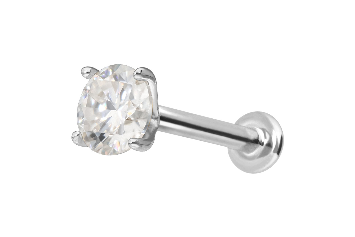 14 Karat Gold Labret Piercing mit Push Fit MOISSANIT